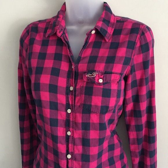 SOLD!  Hollister Button Down Plaid Flannel Medium - Picture 2 of 8